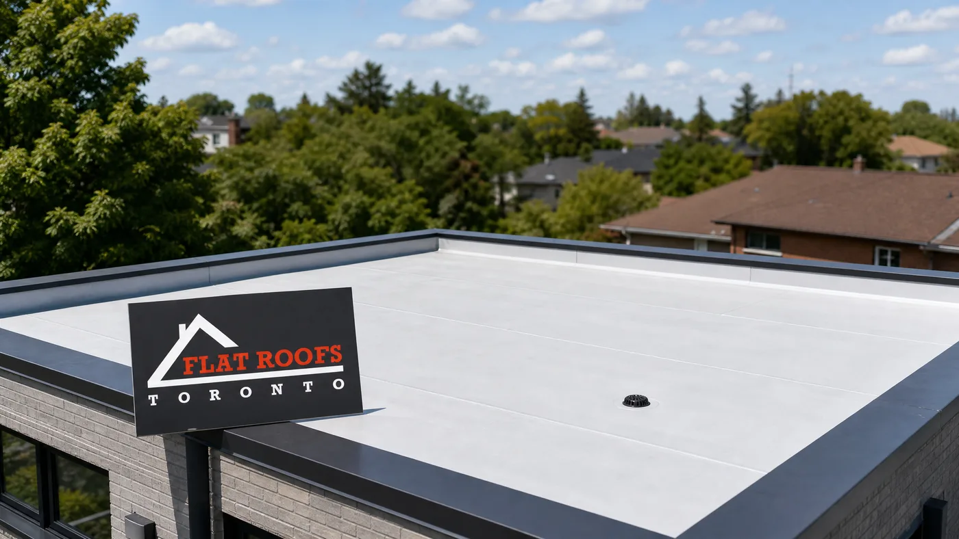 Finished TPO flat roof on a Toronto home requiring a flat roof building permit Toronto approval