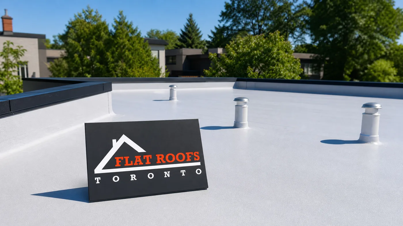 Completed flat roof ventilation summer heat toronto installation on a GTA home in bright summer daylight