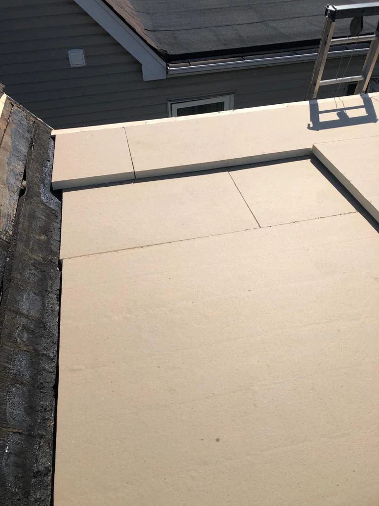 Two-ply modified bitumen torch-down membrane on a Toronto flat roof, view 7