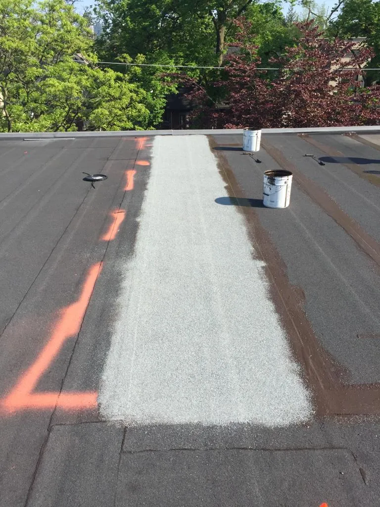 Cold-ply flat roof membrane with ceramic granule surfacing in Toronto, view 28