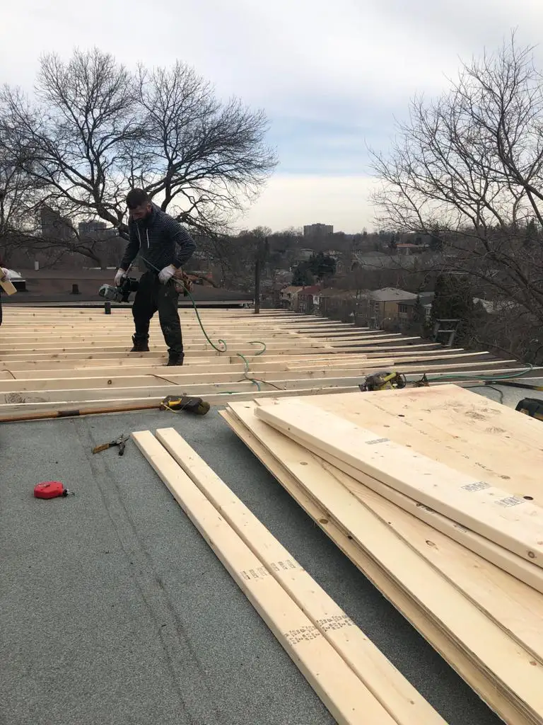 Attic space removal and rebuild above a Toronto flat roof, view 17