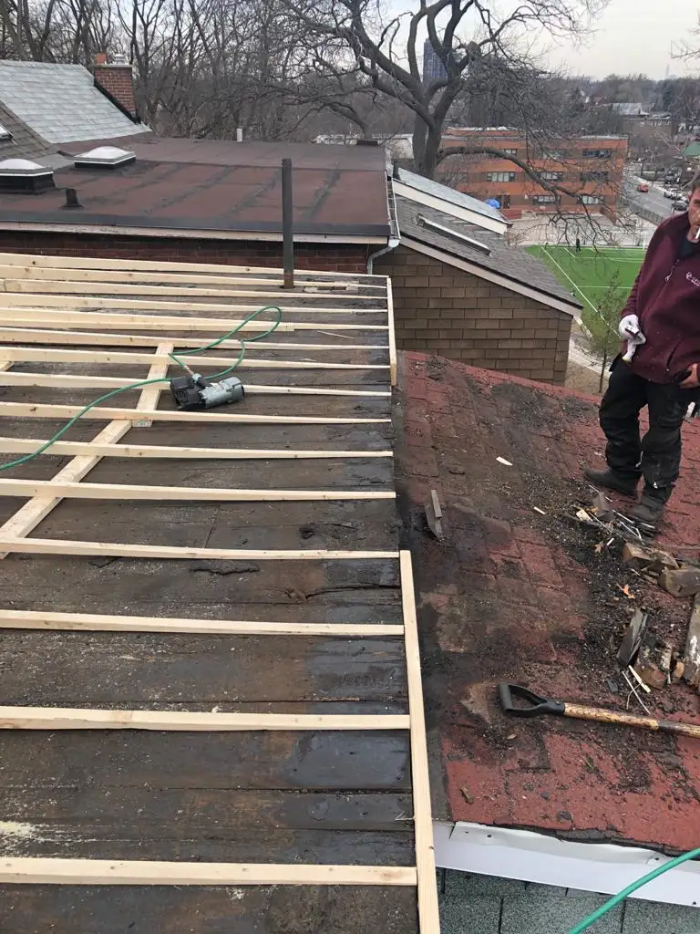 Attic space removal and rebuild above a Toronto flat roof, view 18