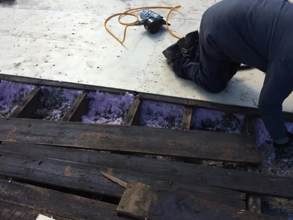 Parapet wall repair and reflashing on a Toronto flat roof, view 9