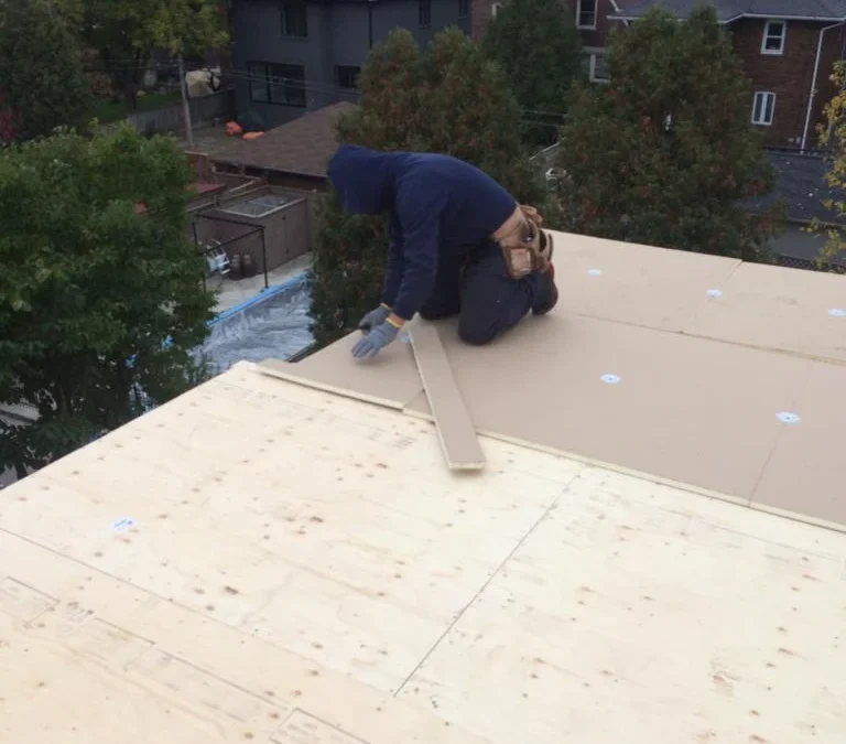 Crew at Work on a Toronto Flat Roof