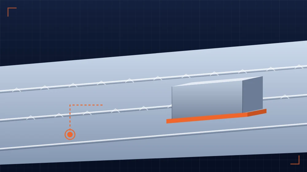 Technical illustration of a PVC single-ply roof with a flashed curb penetration